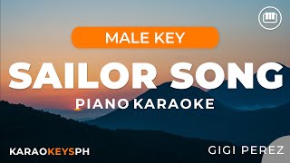 Sailor Song  Gigi Perez MaleLower Key  Piano Karaoke [upl. by Elroy]