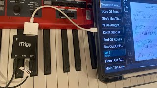 IRIG MIDI with Set List Maker app Change keyboard sounds remotely [upl. by Ellitnahc]