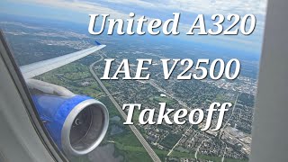 United A320 IAE V2500 Takeoff [upl. by Mather]