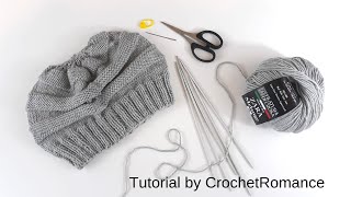 Cappello ai ferri a righe con gioco di ferri o ferri circolari Tutorial by CrochetRomance [upl. by Einneb327]