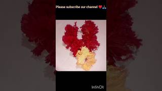 flower garland making at home  hibiscus garland easy making at home garland flowers decoration [upl. by Naquin]