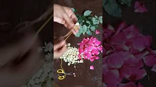 rose petals and jasmine flowers garlandbridal veni making [upl. by Fabien]