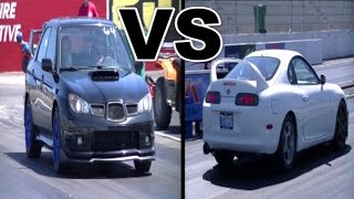 Toyota Supra Turbo vs Subaru Impreza STi 14 Mile [upl. by Sailesh]