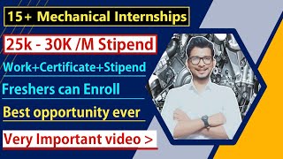 15 paid internships for mechanical engineering students  mechanical internship  summer internship [upl. by Adolf]