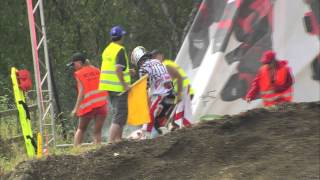 MXGP of Czech Republic 2013  Febvre Crash in MX2 Race 2  Motocross [upl. by Jerad]