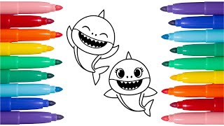 Baby Shark da colorare  Tutorial per Bambini  Disegni da colorare [upl. by Nylehtak566]