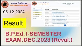 BPEd ISEMESTER EXAMDEC2023 Reval Result kaise dekhen  BPEd 1st sem result [upl. by Anavrin704]