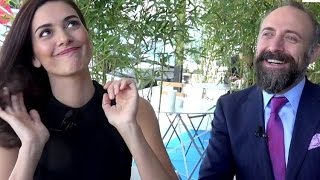 Halit Ergenc amp Berguzar Korel interview in Cannes [upl. by Parhe199]