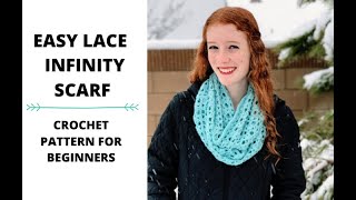 Icicle Infinity Scarf—EASY Crochet Lace Scarf Pattern [upl. by Eillim969]