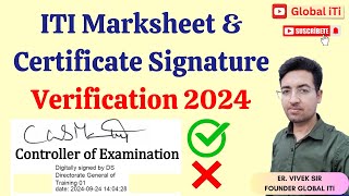 ITI Marksheet Signature Verification 2024  ITI Certificate Signature Verification 2024 [upl. by January]