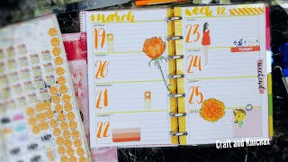 Mini Happy Planner Weekly Layout using Stamps Stickers Watercolor [upl. by Bautram]