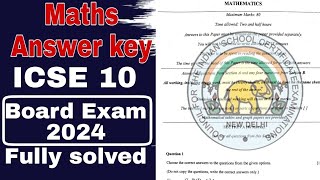 ICSE maths board exam 2024 question paper solution  Answer key  ICSE maths previous year paper [upl. by Ingemar692]