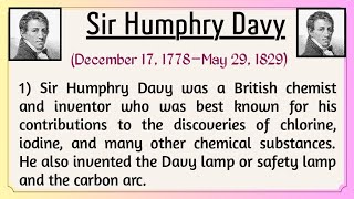 10 lines Humphry Davy essay in English  Sir Humphry Davy Biography Humphry Davy Story Information [upl. by Enilatan]