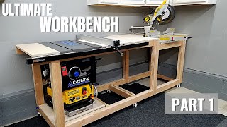 DIY Mobile Workbench amp Compact Woodworking Station  Miter Saw Table Saw amp Planer  Small Garage [upl. by Rourke70]