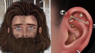 ASMR ear piercing infection treatment  ear piercing animation [upl. by Teuton357]