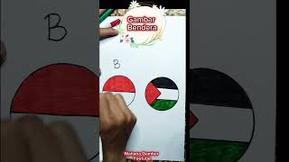 Mudah gambar bendera indonesia palestina freepalestine shortsvideo viralvideo [upl. by Hawthorn]