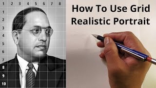 Dr BR Ambedkar Drawing  How to draw Portrait with Using Grid Graph Outline Sketch [upl. by Llennahc482]