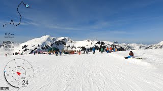 5K Skiing Villars Blue Route Chaux Ronde to Roc d’Orsay Vaud Switzerland GoPro HERO9 Wide GPS [upl. by Ahsiekit]