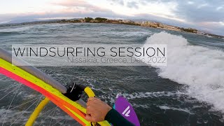 Nissakia Windsurfing  Last Session of the Year  Loutsa Greece  Dec 2022  5K [upl. by Sirret]