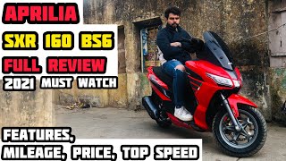 APRILIA SXR 160 FULL REVIEW  PRICE  MILEAGE  TOP SPEED  FEATURES [upl. by Askwith]