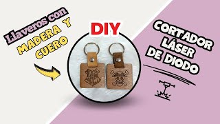 Como hacer llaveros de madera y cuero con cortador láser de diodo [upl. by Darreg]