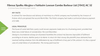 Case Law Contract Fibrosa Spolka Akcyjna v Fairbairn Lawson Combe Barbour Ltd 1943 AC 32 [upl. by Ttoille]