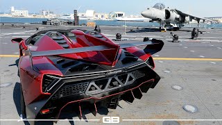 Lamborghini Veneno Roadster On Board the Naval Aircraft Carrier Nave Cavour [upl. by Myrtice568]