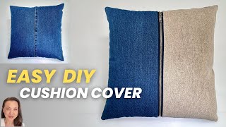 DIY Lined Cushion Cover with Front Metal Zipper  Easy StepbyStep Tutorial [upl. by Nnaitsirhc182]