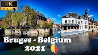 🇧🇪 Bruges  Belgium Walking Tour 2021 Main Square  4K  Ultra HD 60fps [upl. by Yenhpad]