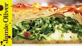 Feta and Spinach Filo Pie  Jamie Oliver [upl. by Phelps891]