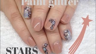 How To Paint Glitter Stars With CND Shellac amp Nail Polish Nail Art Tutorial [upl. by Assed389]