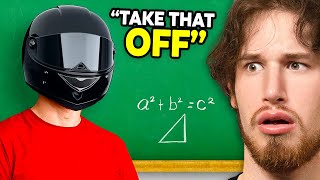 Handsome Boy Wears Motorcycle Helmet to AVOID GIRLS at School [upl. by Aleakim275]