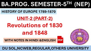 unit2 part1 Revolutions of1830 and 1848  ba5thsem europeanhistory worldhistory du [upl. by Ytisahc580]