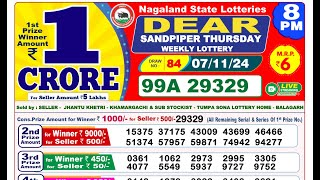 8PM Lottery Sambad Result 07112024  Nagaland State Lottery [upl. by Sharyl]