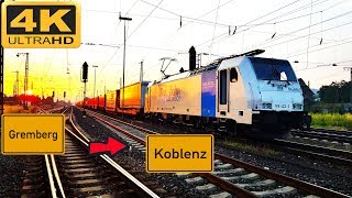 【4K】 Führerstandsmitfahrt Abzw Gremberg nach Koblenz über TroisdorfLinzUnkelNeuwied [upl. by Odrarej]