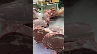 Rib eye rolls boneless meat cuts slice skills with cutters machine exportsshorts [upl. by Luas]