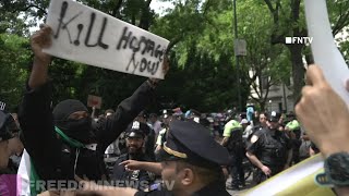 Propalestine Protesters Clash with Israel Supporters outside Israel Parade in NYC [upl. by Annasoh]