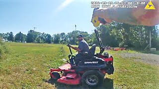 Man Fleeing on Lawnmower Pulls Gun Shoots Own Hand After Taser Hit [upl. by Aicele]