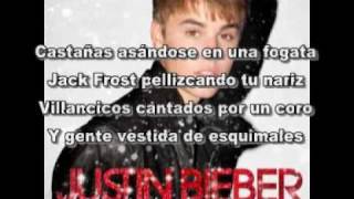 Justin Bieber christmas song Chestnuts Roasting On An Open Fire en español [upl. by Oiciruam]