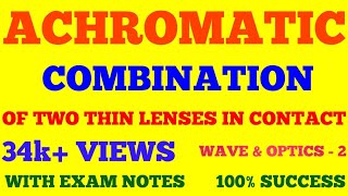 ACHROMATIC COMBINATION OF THIN LENSES IN CONTACT  METHOD TO REMOVE CHROMATIC ABERRATION  NOTES [upl. by Perrie]