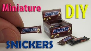 DIY how to make miniature Snickers Bar Box  DollHouse food accessories for Barbie [upl. by Ennayelhsa]