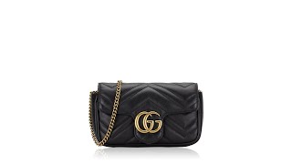 Gucci GG Marmont Matelasse Super Mini Flap Shoulder Bag Black [upl. by Haney112]