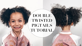 Double Twisted Pigtail Tutorial For Natural Hair Kids [upl. by Earej]