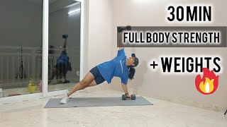 30 MIN FULL BODY Build and Burn HIIT Workout With Weights Dumbbells  Build Strength [upl. by Ahselak]