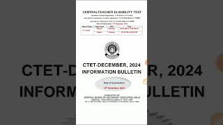 ctet december 2024 exam date  ctet exam form last date 2024 [upl. by Dnamra]