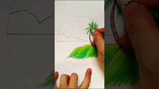 How To Draw A Sunset with colour pencil sunset scenery drawing  scenery drawing 🙏👍❤️🌅 [upl. by Floria]