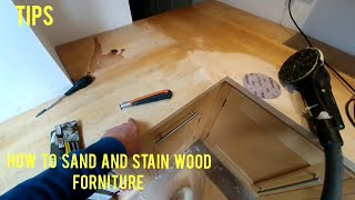 how to sand and painted wood kitchen worktop forniture  with clear Oil [upl. by Marlyn636]