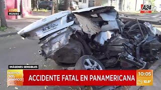 🚨 ACCIDENTE EN PANAMERICANA un camión perdió su contenedor aplastó a un auto y hay 2 muertos [upl. by Tomkins]