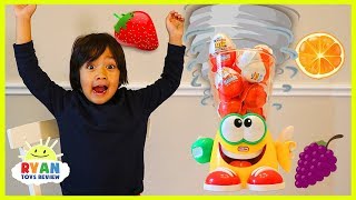 Ryan plays Crazy Blender Game with Kinder Surprise Eggs [upl. by Elleynad]