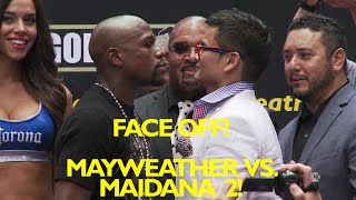 Floyd Mayweather vs Marcos Maidana 2  Full New York press conference amp face off video [upl. by Narbig831]